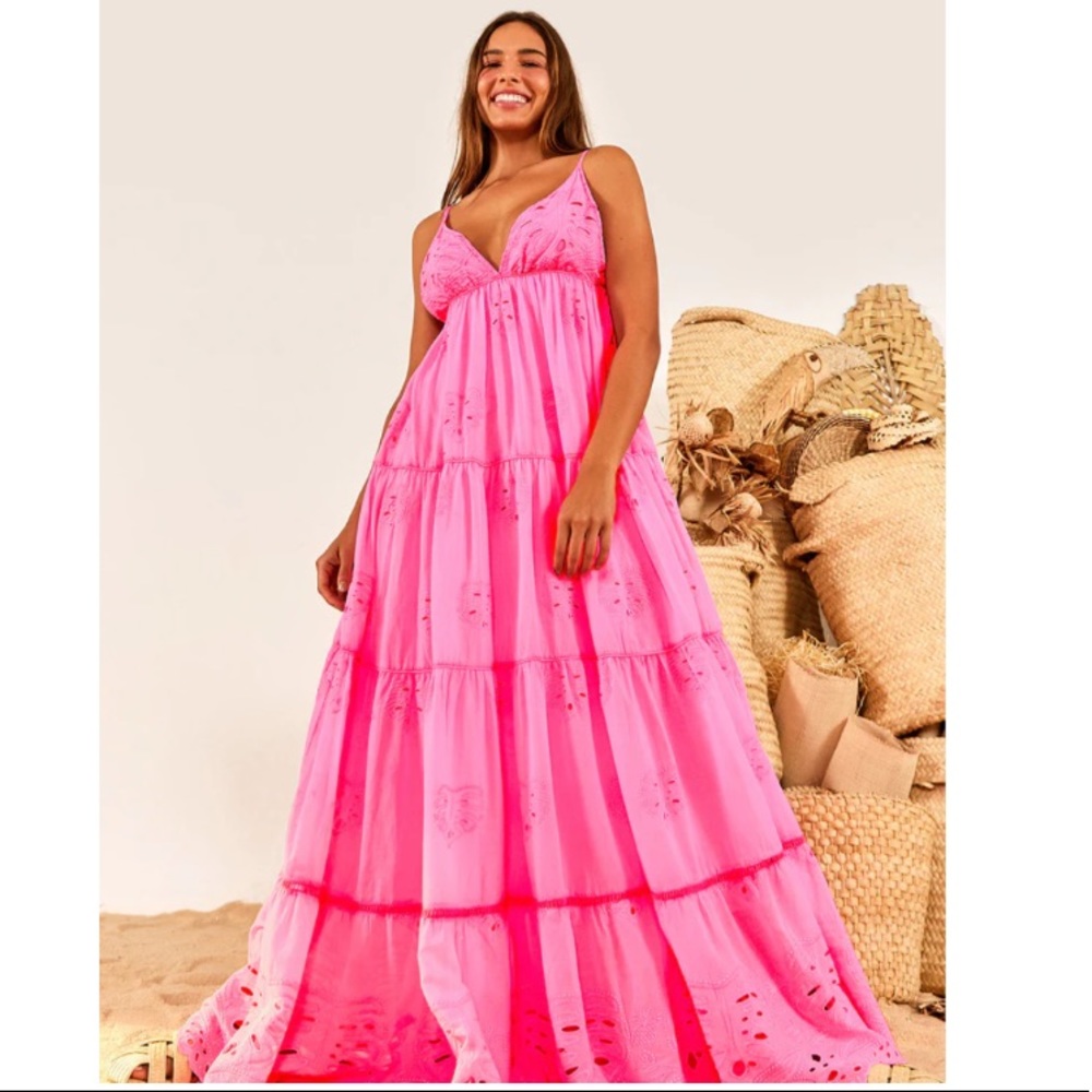 Farm rio neon pink maxi dress Large